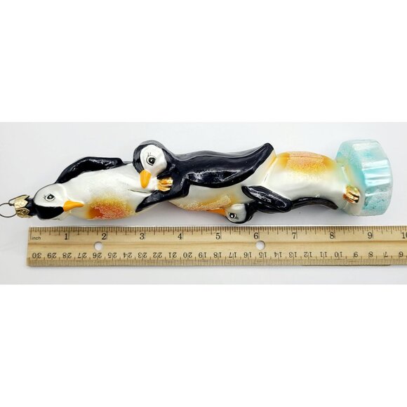 Radko ARTIC ANTIC Stack 3 Penguins Totem Glass Christmas Ornament 9” - Picture 8 of 9